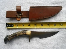 Older CHIPAWAY CUTLERY 4 1/2" Boot Knife with Sheath ~ Bone Looking Handle