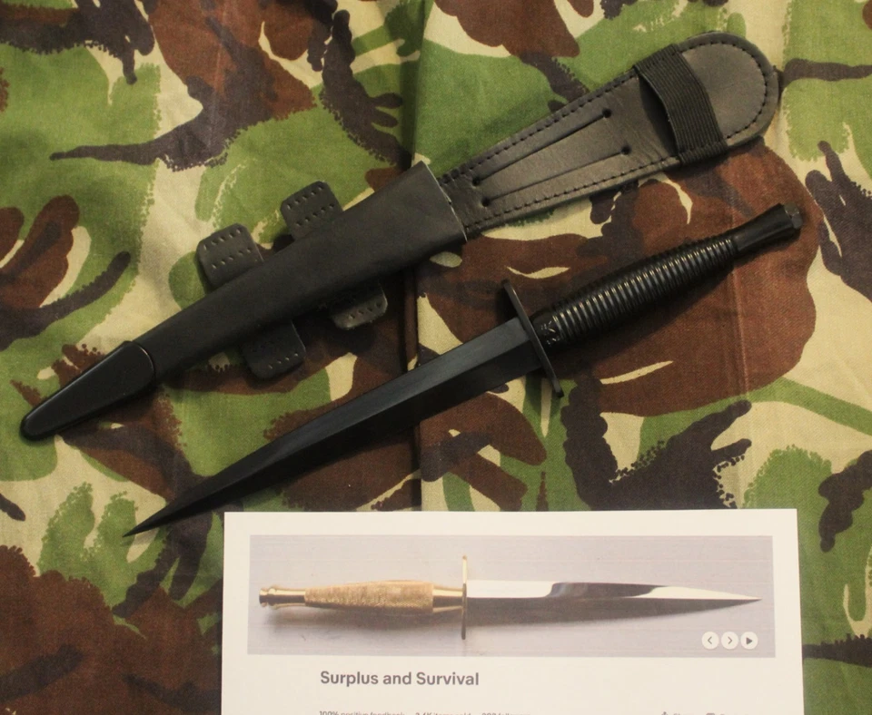 Cuchillo de comando FS del ejército británico genuino, 3ª pat. J. Nowill, hecho en Sheffield Foto 3 de 4