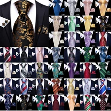 Classic Mens Tie Paisley Floral Striped Necktie Hankie Cufflinks Set Wedding USA