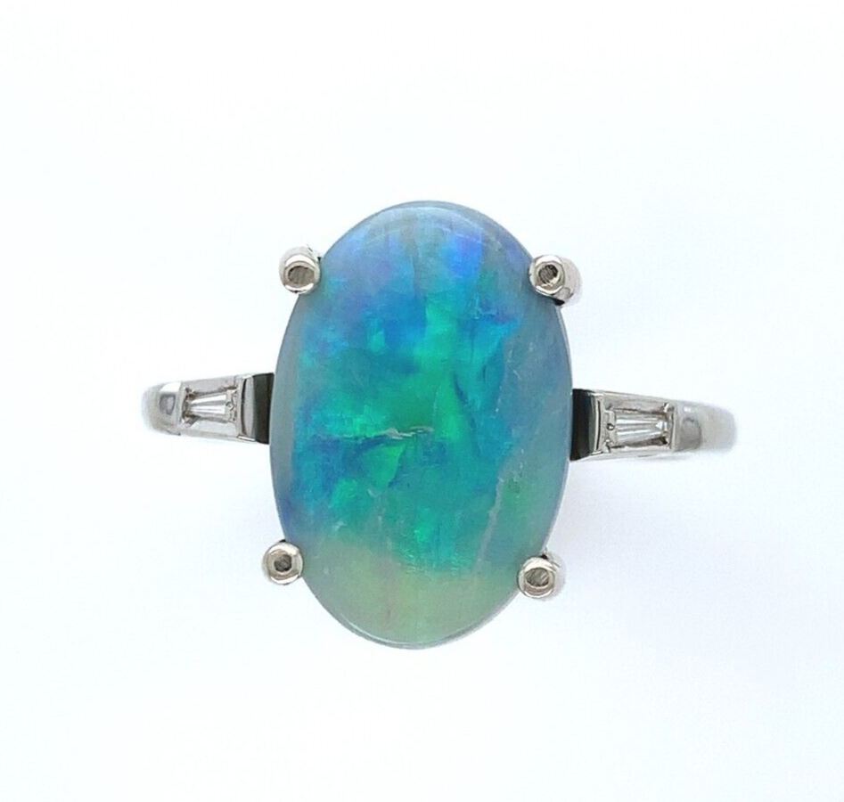 14k Gold Carat Australian Genuine Natural Opal and Diamond