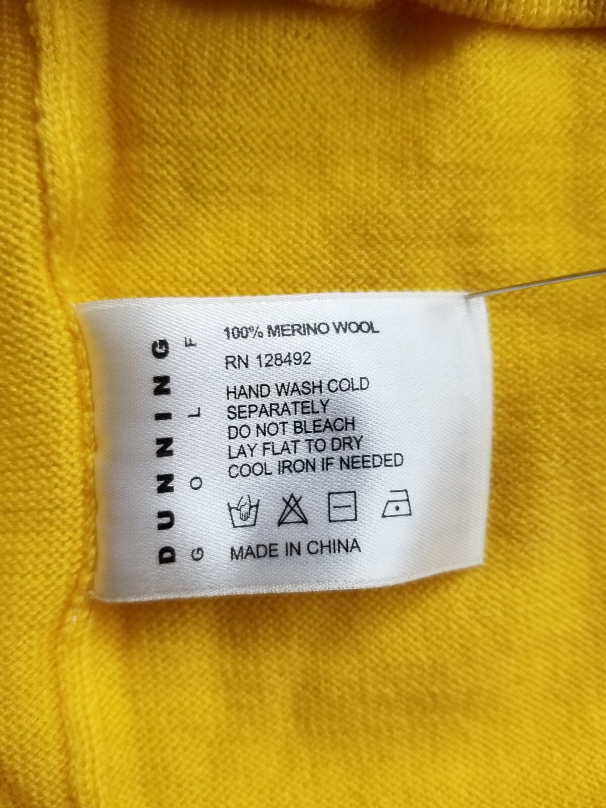 Dunning Golf Men Pullover Bright Yellow VNeck Long Sleeve Fine Sweater