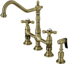 Kingston Brass KS1273AXBS Heritage 8-Inch Kitchen Bridge Faucet