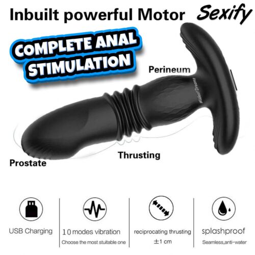 Telescopic Prostate Massager Butt Plug Vibrator Anal Thrusting Dildo Big Sex Toy - Picture 22 of 23