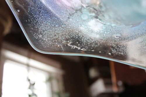 Large Mid Century Modern Higgins Glass Footed Butterfly Bowl 1960s - Picture 6 of 6