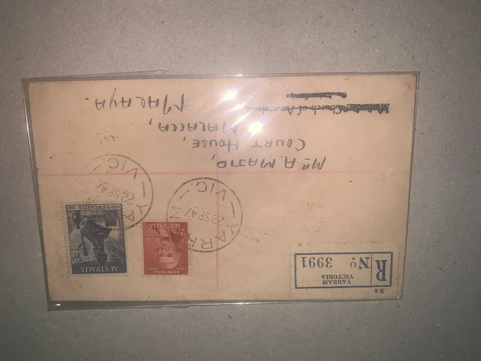 Australia Yarram victoria  register cover to malaya 1947  - Image 2 of 2