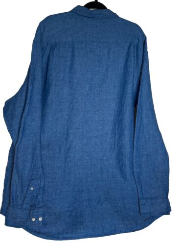 Camisa Charles Tyrwhitt Hombres Talla 3XL Azul Calce Clásico 100% Lino Manga Larga Botones - Imagen 2 de 7