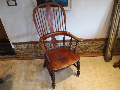 Chair stunning Victorian Windsor Grandfather chair c1860 - Picture 5 of 12