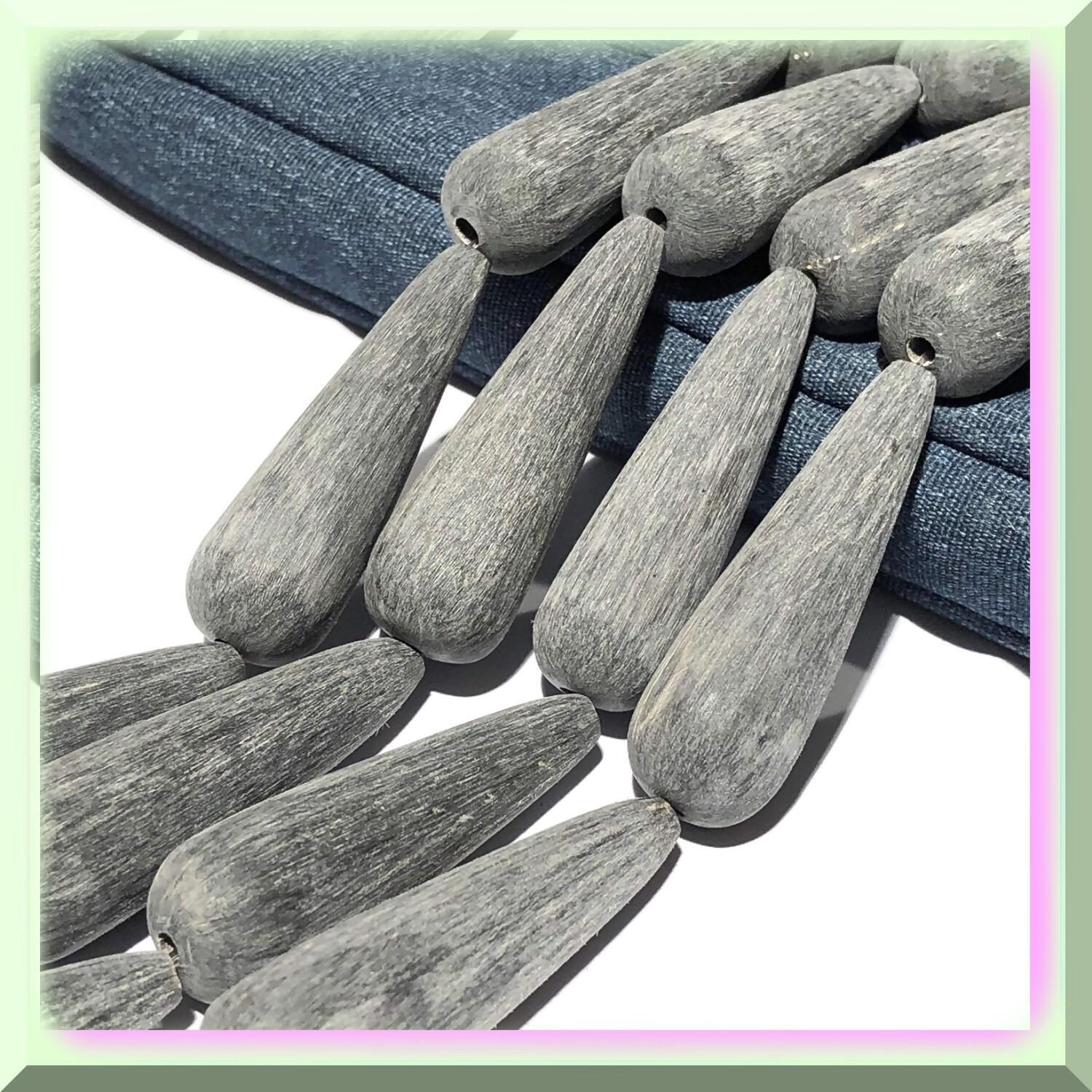 ABCgems Hand Carved Matte Cao Buffalo Horn Beads - Rare 15X49mm Tear Drops for J