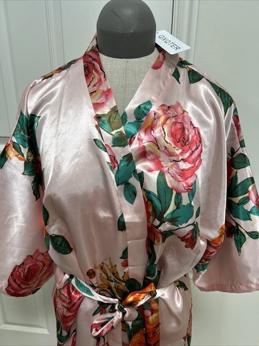 Peony Floral Silky Kimono Robe Bride Bridesmaid Dressing Robe XL NWT By QXQTER - Picture 2 of 24
