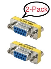 2x 9 Pin D-SUB DB9 RS-232 Serial Female Mini Gender Changer Coupler Gold Plated