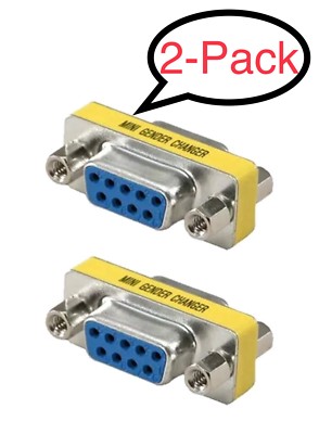 2x 9 Pin D-SUB DB9 RS-232 Serial Female Mini Gender Changer Coupler Gold Plated