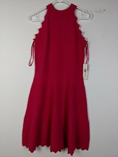 Eliza J Women's Scalloped Fit Flare Pink Sweater Dress Size M NEW