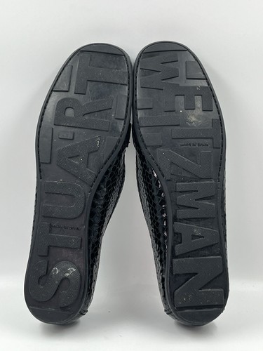Stuart Weitzman Alligator Print Patent Leather Loafers Black Side Buckle Size 7M - Picture 15 of 15