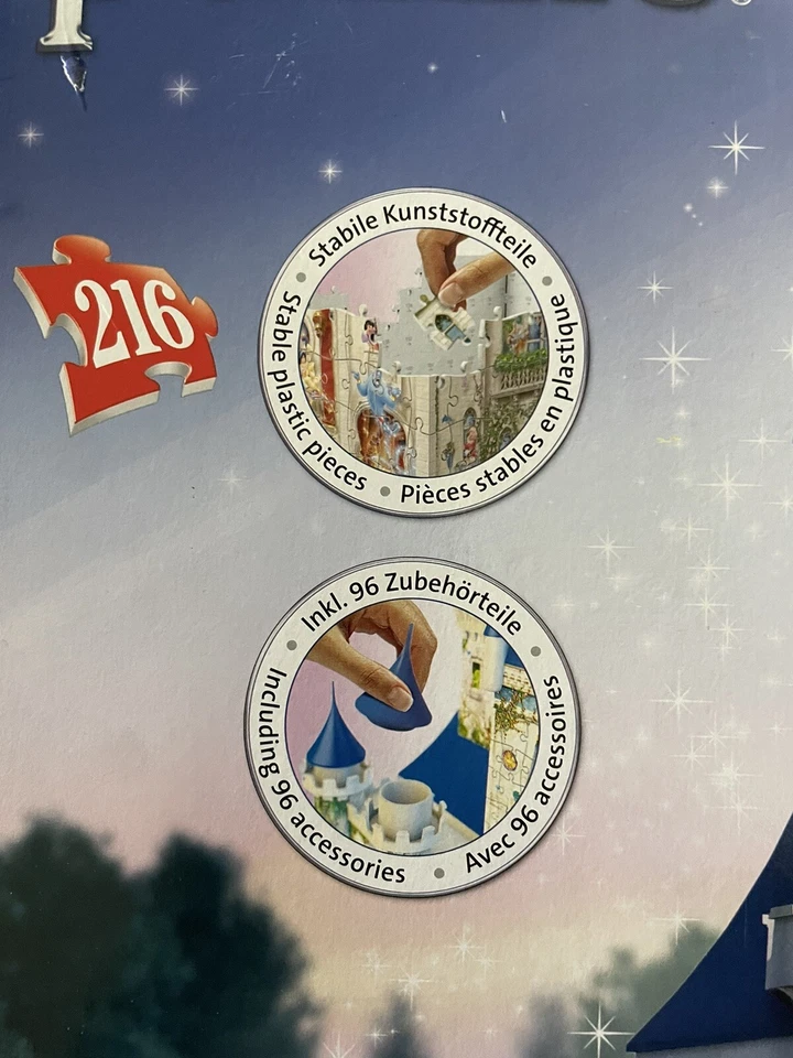 RAVENSBURGER DISNEY PRINCESS 3D CASTLE PUZZLE 216PCS COMPLETE & ORGANIZED - image 3 of 4