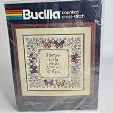 Bucilla Counted Cross Stitch Kit Butterfly Square 40028 Granny Core Vintage