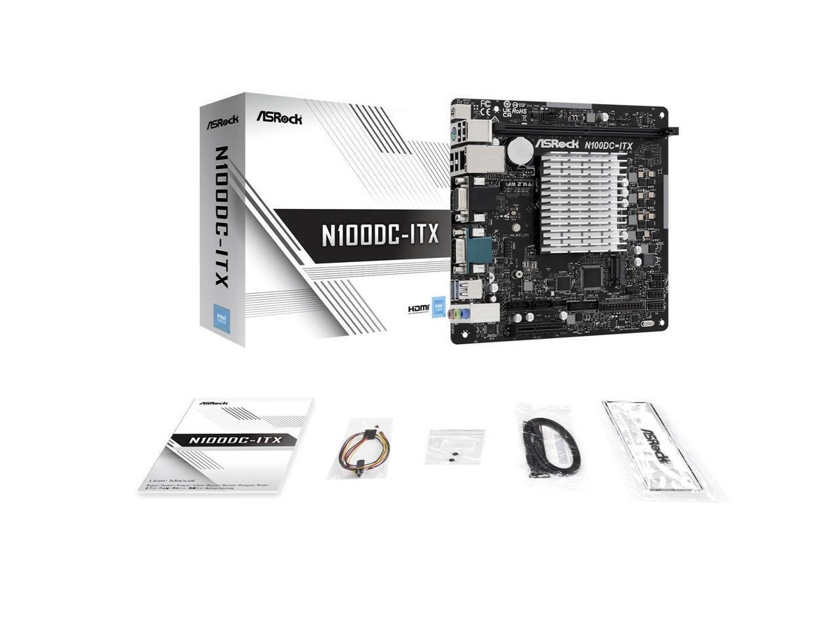 ASRock N100DC-ITX+16GBメモリ、Wi-Fiカード、SSDなど ASRock N100DC-ITX - Intel Quad-Core Processor N100 (Up to