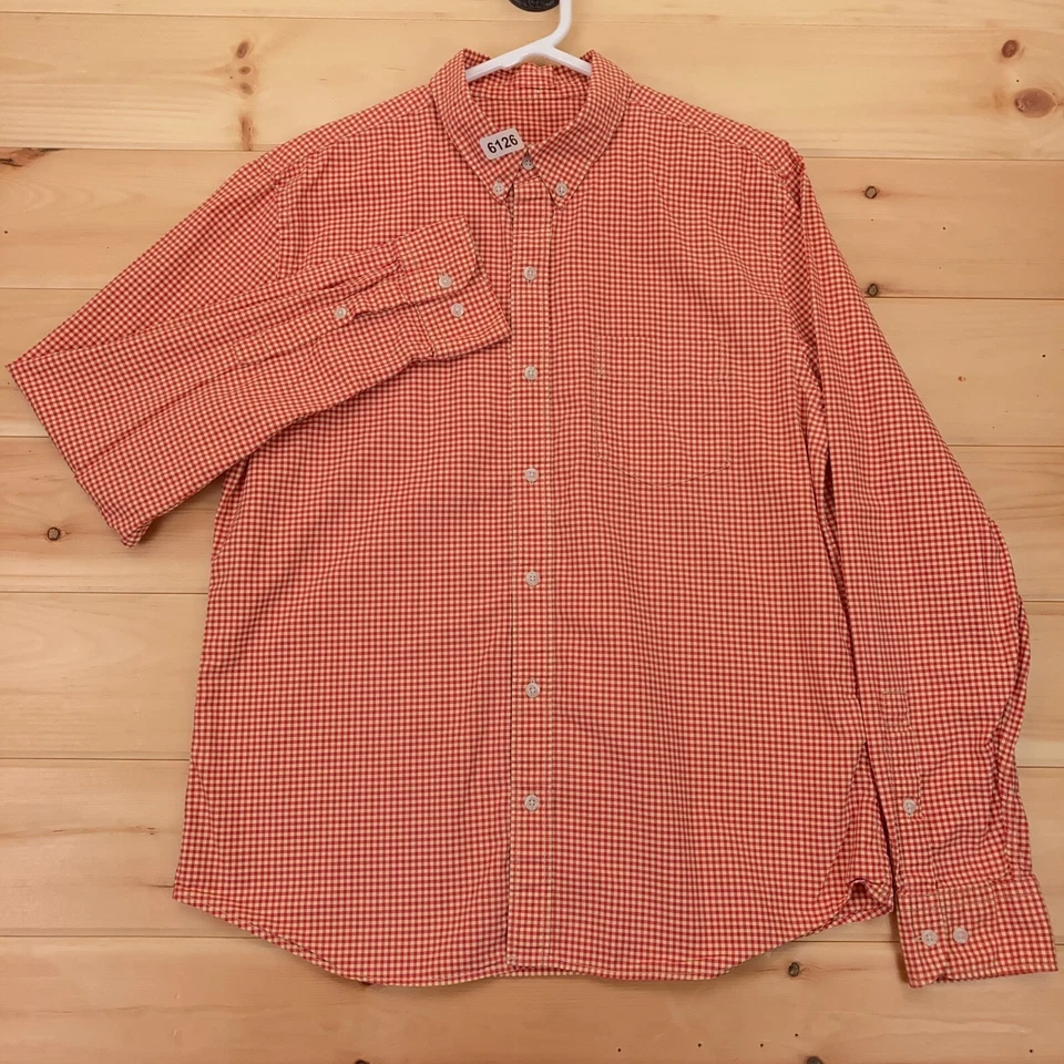 Fossil Shirt Mens Large Red Beige Button Up Long Sleeve Check Casual Cotton - Image 4 of 4