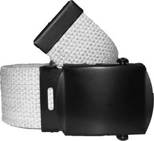 WHITE BELT WITH BLACK BUCKLE 100 Cotton Military Web Belts Rothco 4294