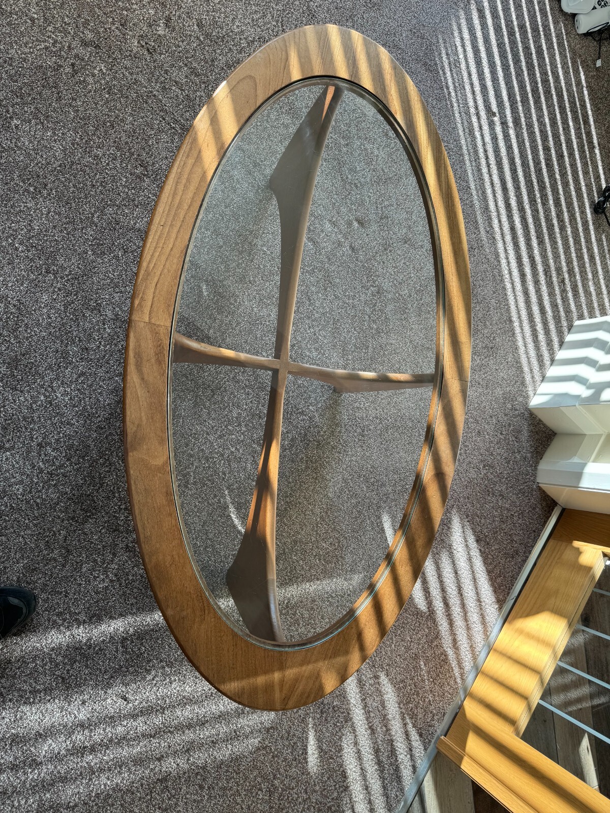 MidCentury Vintage G Plan Fresco Oval Astro Teak & Glass Coffee Table