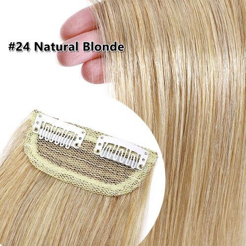 Blonde 100% Real Remy Human Hair Extensions Clip In Short Hair Piece Mini Pads T - Picture 7 of 19
