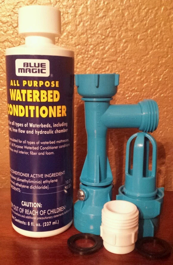 BLUE MAGIC WATERBED FILL DRAIN KIT with (8) OZ PREMIUM ALL PURPOSE CONDITIONER