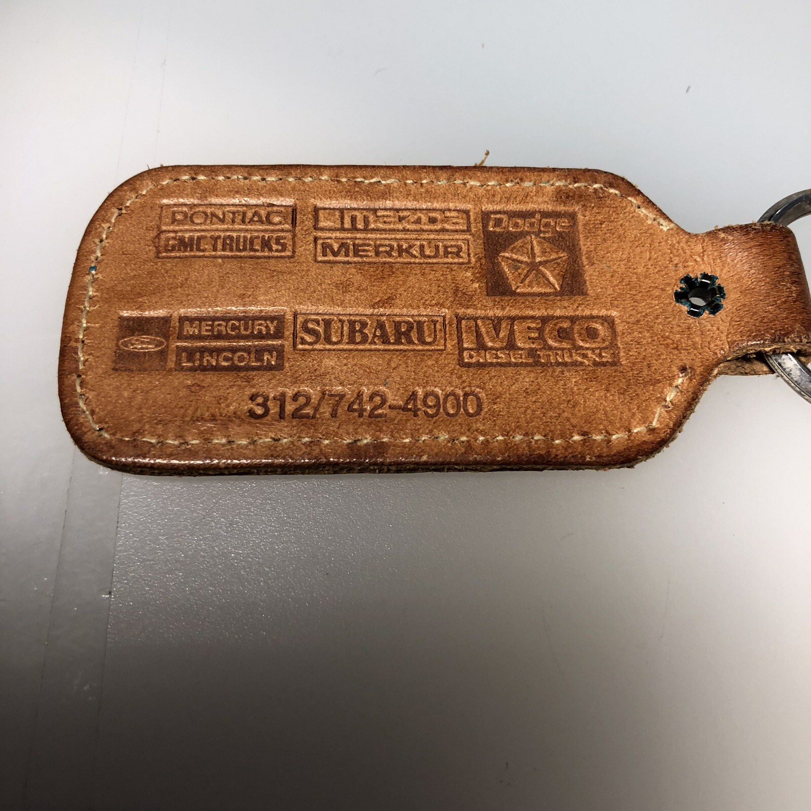 Elgin IL Heritage Auto Village Leather Auto Car Dealer Illinois Motors Keychain