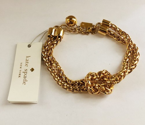 Neu mit Etikett neu Kate Spade goldfarbene Doppelkette Marine Motiv Knoten Armband - Bild 2 von 6