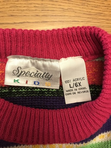 Vintage 80s Specialty Kids Girls Sweater Sz 6x/L pink striped pullover top 1251 - Picture 3 of 4