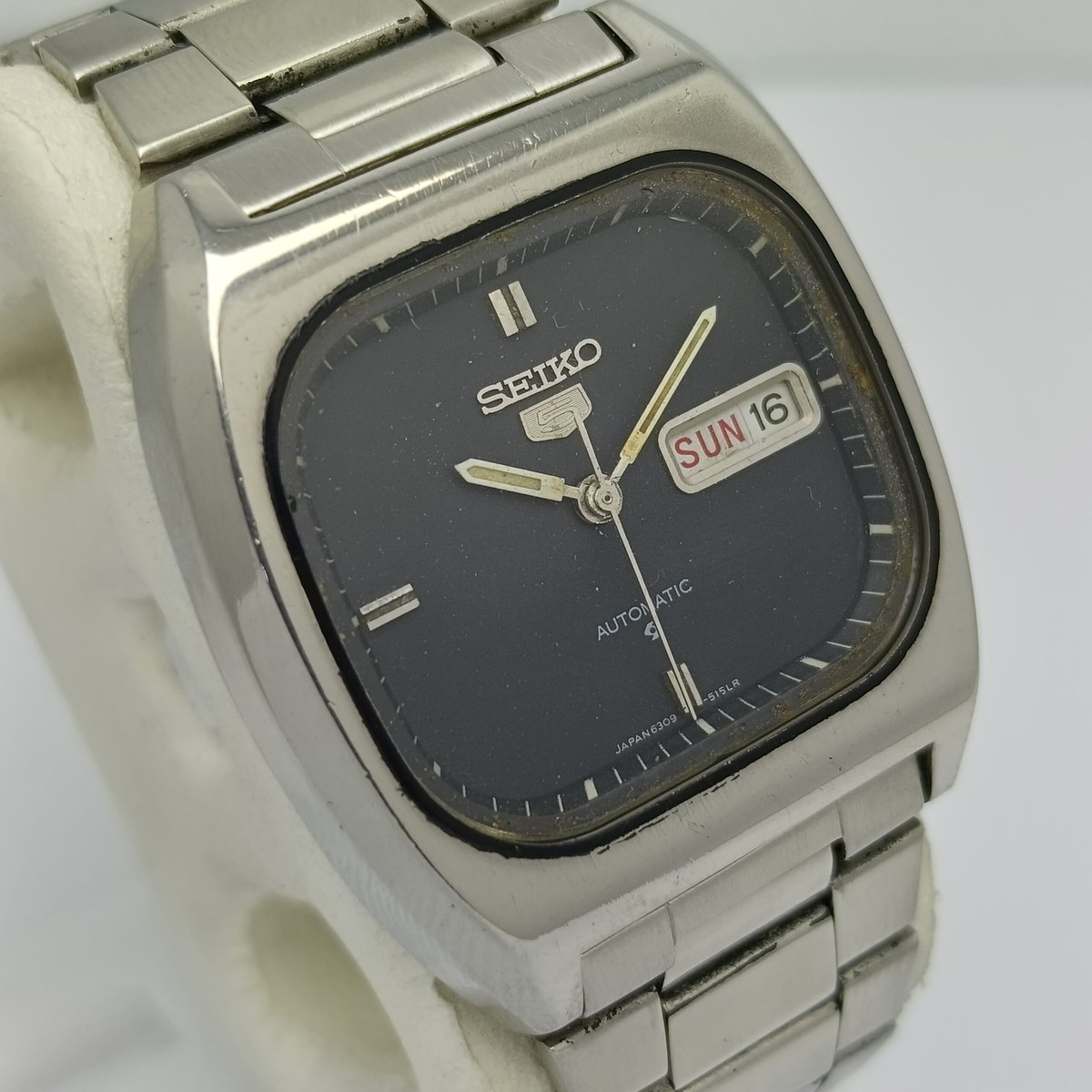 Seiko 5 Automatic 6309-5120 Black Dial Day/Date Tv Shape