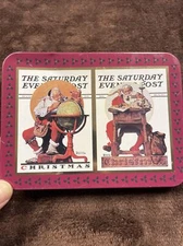 The Saturday Evening Post, Norman Rockwell Playing Cards 2 Decks in Tin Opened