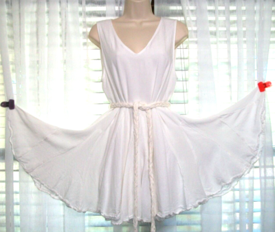 NWT ENTRO SZ L SOFT WHITE WIDE FLARE FLOWY SUMMER DRESS SUNDRESS | eBay
