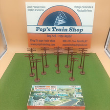 Vintage Plasticville USA - O/O27S Ga. "Telephone Poles" Set of 12  1630:100