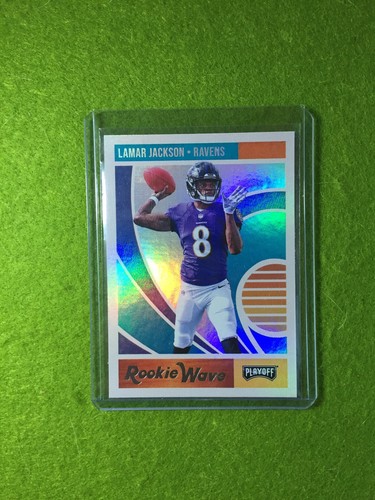 LAMAR JACKSON PRIZM RC ROOKIE CARD JERSEY #8 RAVENS REFRACTOR 2018 Playoff prizm - Picture 7 of 12