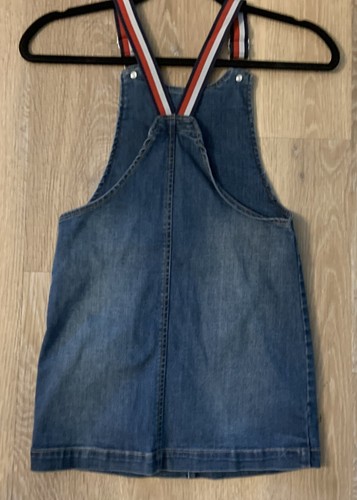Tommy Hilfiger Girl’s Size 6 Adorable Denim Jumper With Red, White & Blue Straps - Picture 7 of 7