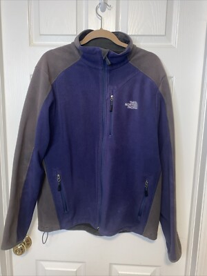 The North Face Men s L Blue Gray Long Sleeve Full Zip Polartec Fleece Jacket