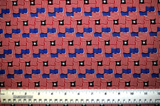 1/4 yard 100 cotton fabric Patriotic Woven Flags Stars Red White Blue Springs