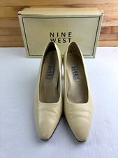 NINE WEST N-Dalton4 Pale Yellow Heels Square Toe Heels Pumps Size US 9M
