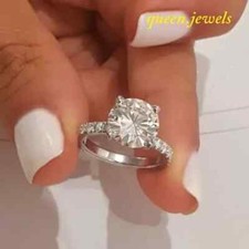 2.47CT Round Cut Lab-Created Diamond Engagement Wedding 14K White Gold Over Ring