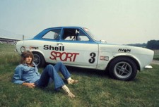 Keith Emerson of Emerson Lake & Palmer sits by a ShellSport Ford E- Old Photo 2