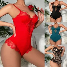 Sexy Lingerie Women's Bodysuit Lace Babydoll Teddy Backless Sleepwear Nightgown