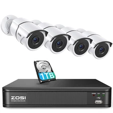 ZOSI 8CH 3K Lite Home Security 4pcs Camera System Cameras Remote Access 1TB HDD