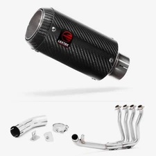 Lextek Carbon Fibre CP8C 150mm Exhaust with Link Pipe Silencer Polished Rear