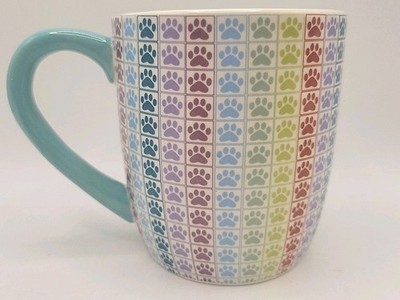 The Animal Rescue Site Colorful Dog/Cat Paws Prints Ceramic Mug 