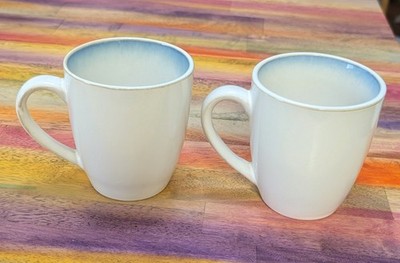  GIBSON ELITE Ceramic Coffee Mugs Cups White Blue Fade Interior Dinnerware Ombre