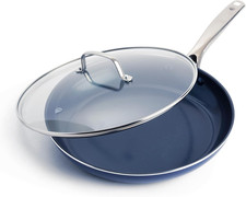 Cookware Diamond Infused Ceramic Nonstick 30 Cm Frying Pan Skillet with Lid, Pfa