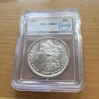 1887 Morgan Dollar ICG MS64 $1 Silver Coin Philadelphia