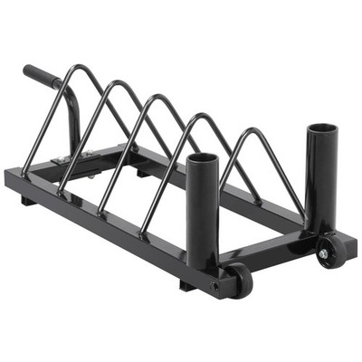 Horizontal Barbell Bumper Plate Rack Holder Olympic Bar Storage Rack with Handle