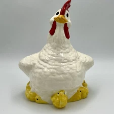 Vintage 1977 Byron Molds Ceramic Chicken Hen With Chicks 8”