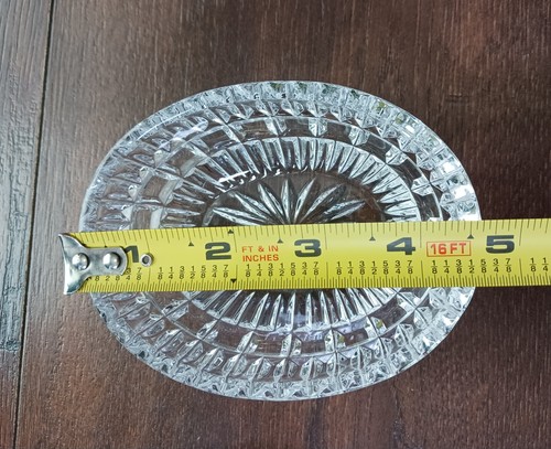Vintage Crystal Cut Glass Trinket Box Dish Round Starburst Jewelry Candy Box - Picture 5 of 8