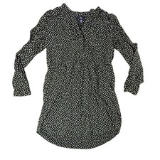 Gap Women Black White Triangle Print Button Front Shirt Dress Size M
